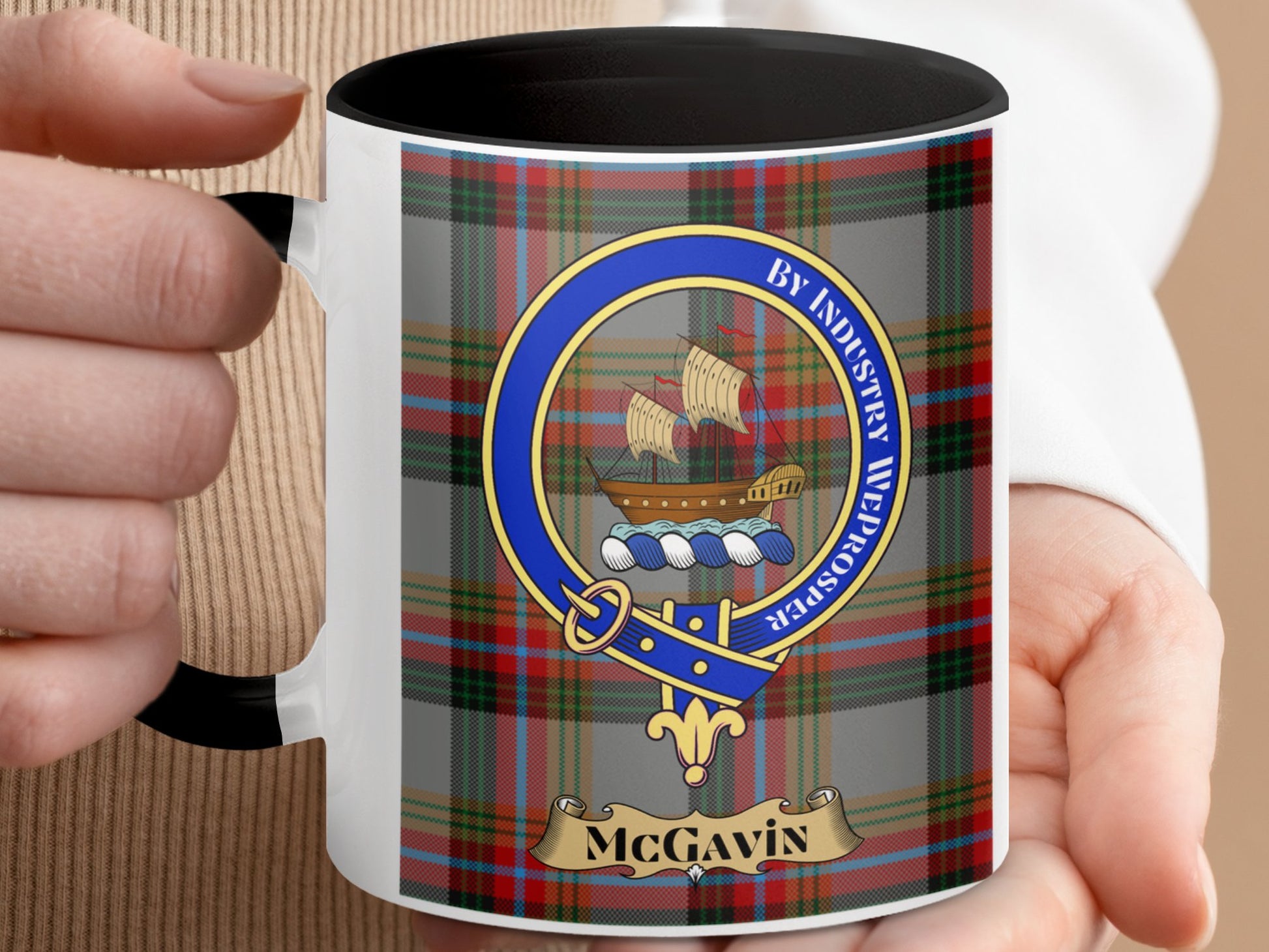 Clan McGavin Scottish Tartan Crest Emblem Mug - Living Stone Gifts