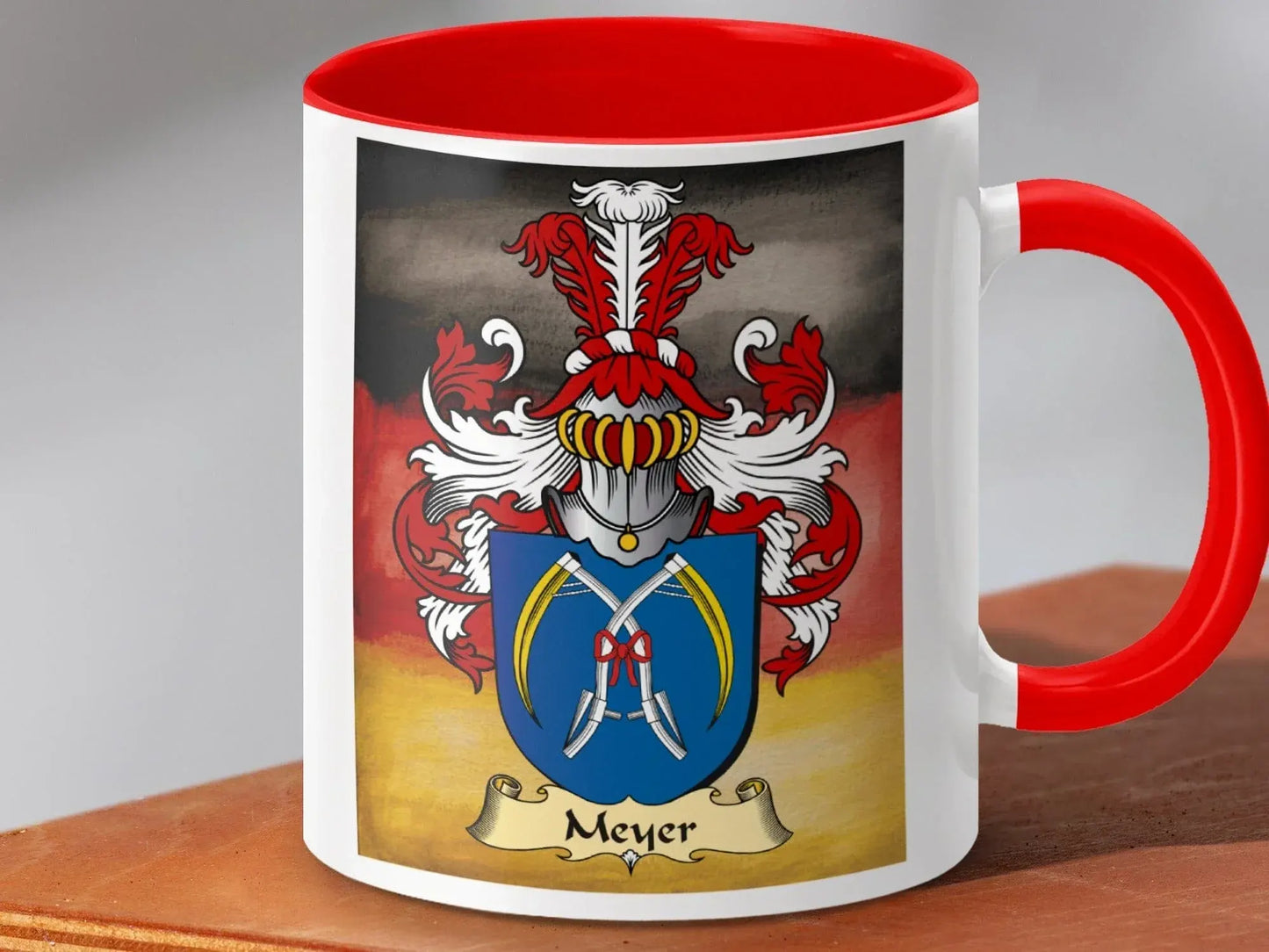 Custom Red and White Family Crest Mug product