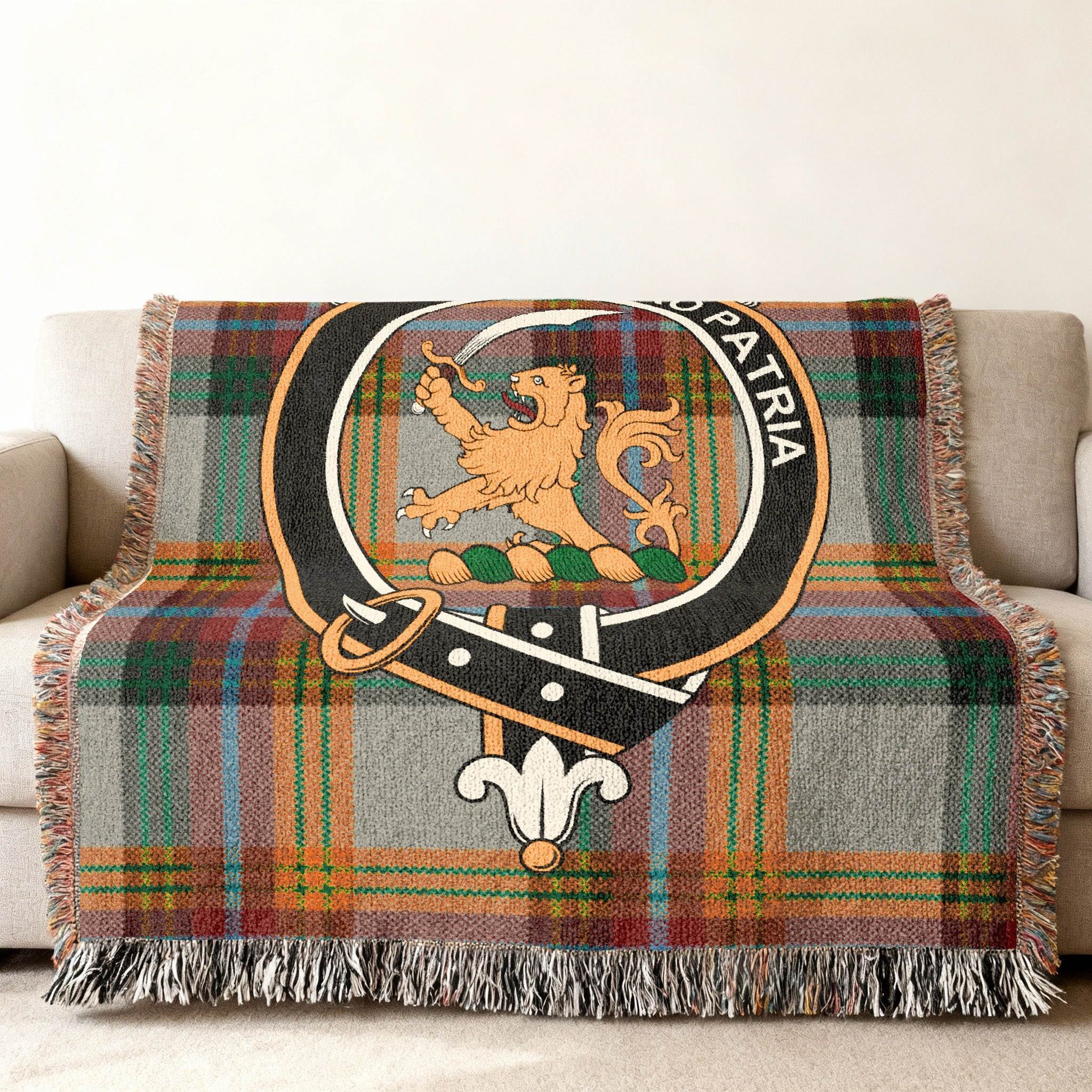 Clan Coat of Arms Tartan Blanket Throw Blanket