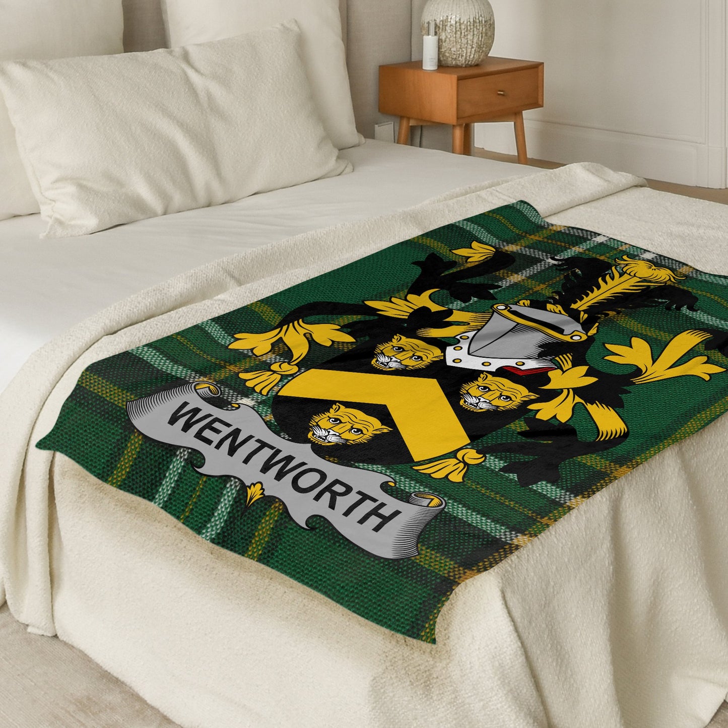 Wentworth Surname Irish Tartan Throw Blanket - Living Stone Gifts