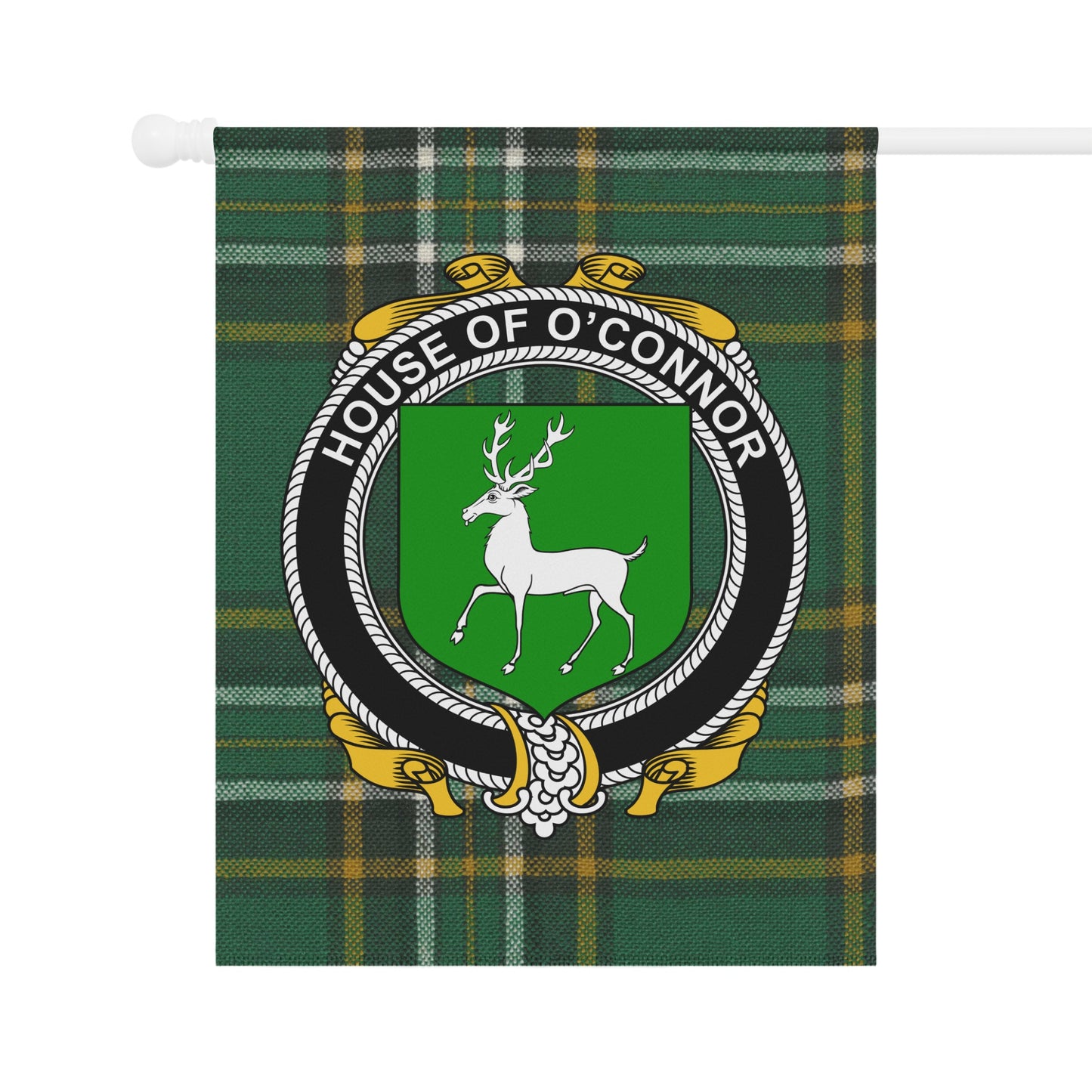 House of O'Connor Flag Tartan Background Fighting Stag