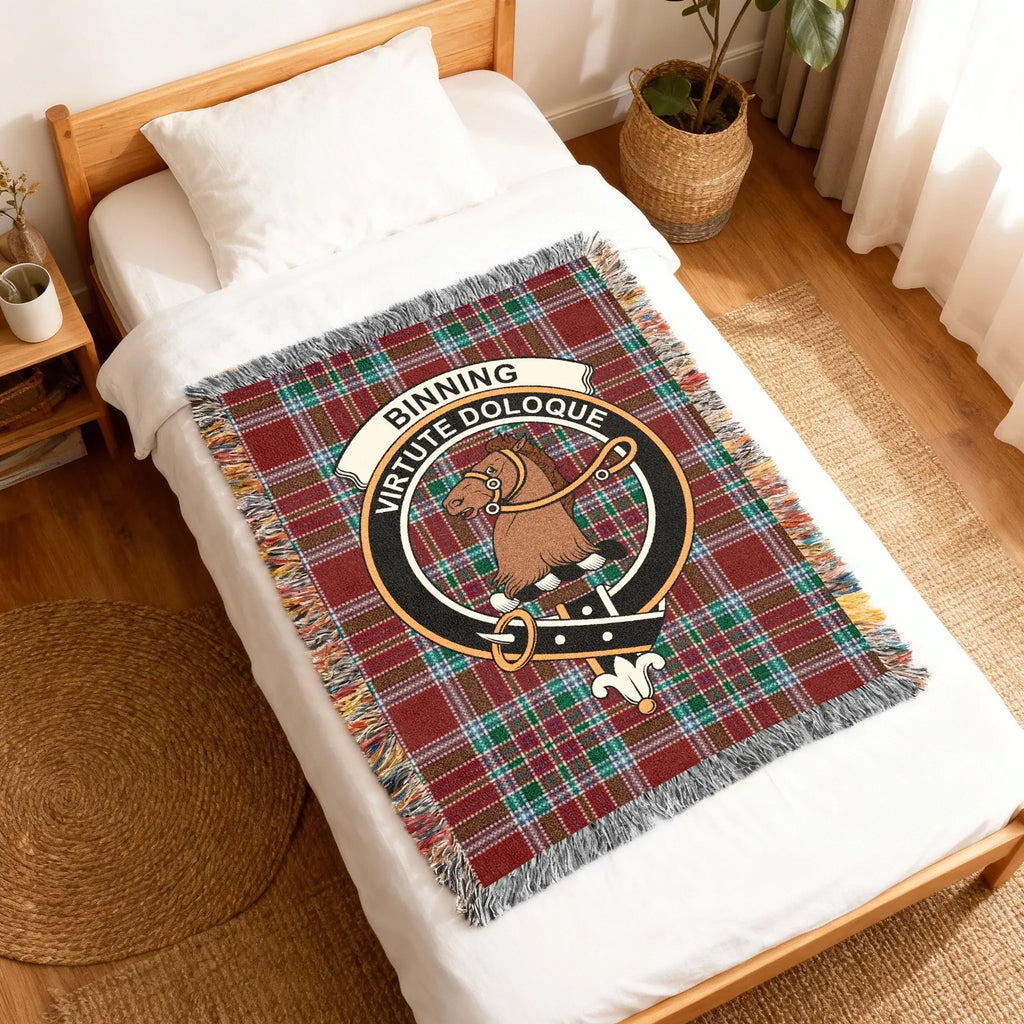 Binning Virtute Doloque Plaid Tartan Woven Blanket