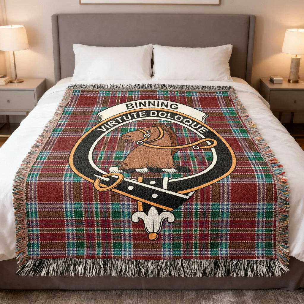 Binning Virtute Doloque Tartan Blanket with Horse Crest