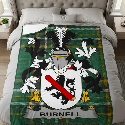 Family Crest Blanket with Green Tartan Design product