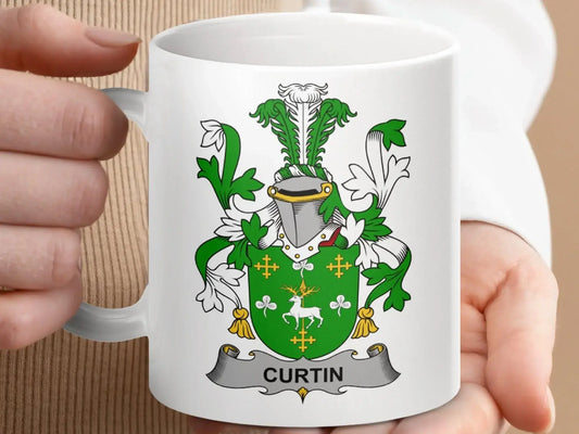 Curtin Surname Irish Family Crest Mug - Celtic Ancestry Gifts