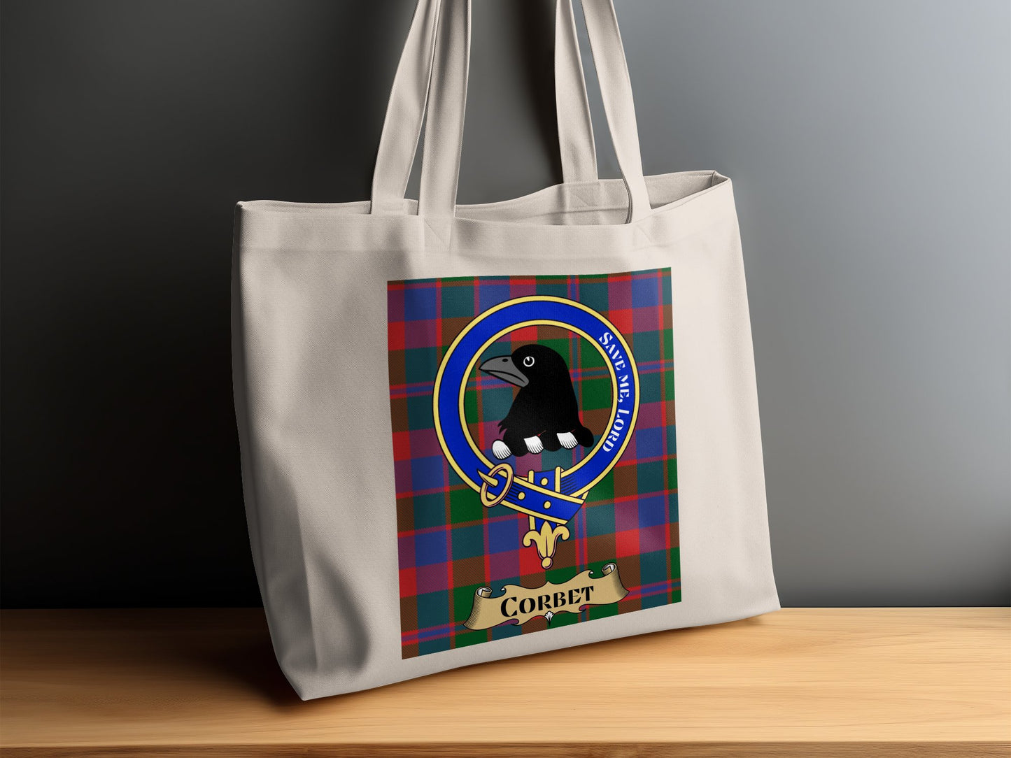 Corbet Clan Scottish Tartan Background Tote Bag - Living Stone Gifts