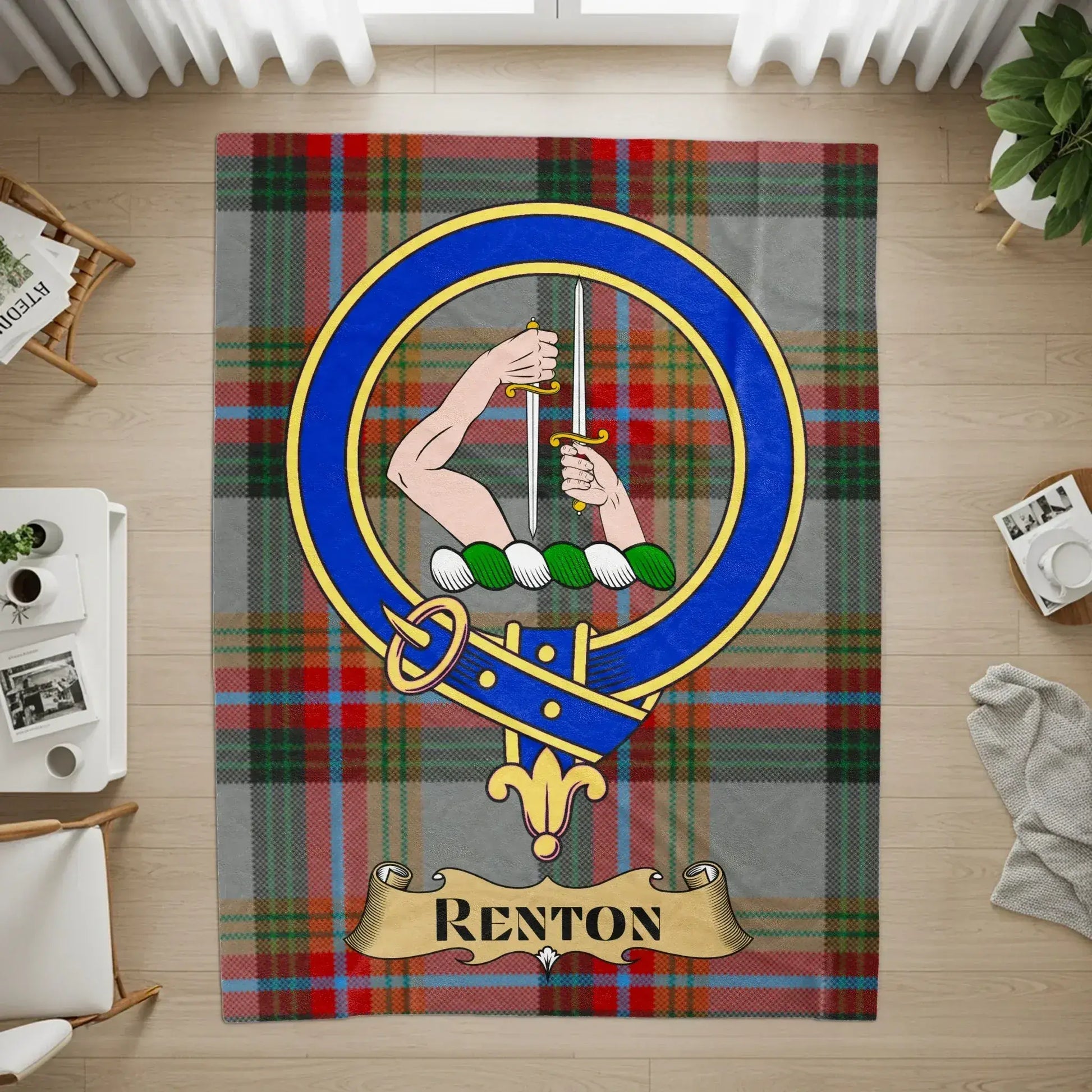 Renton Tartan Patterned Badge Design Rug product