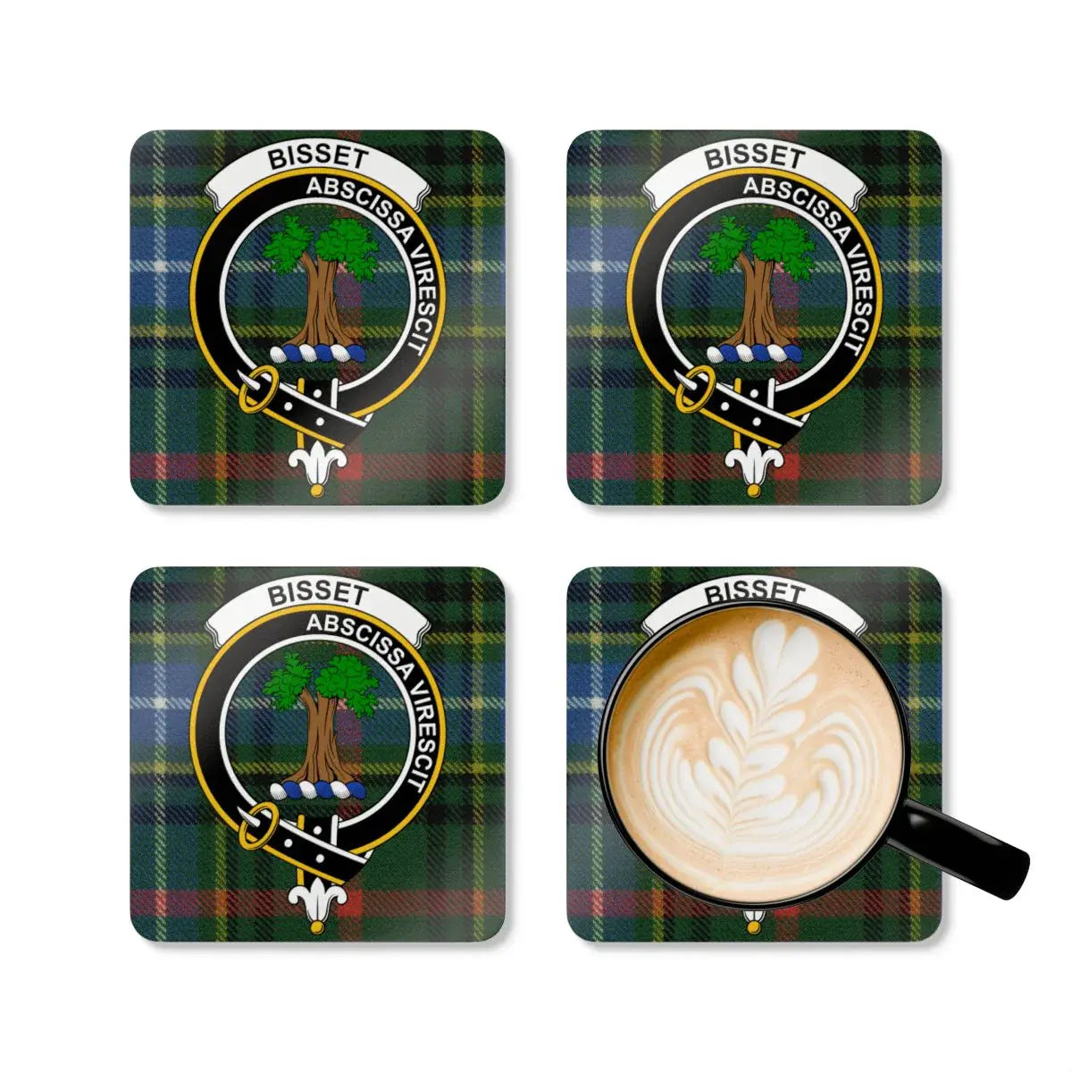 Bisset Crest Plaid Pattern Square Coffee Coaster product