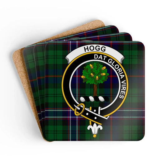 Scottish Clan Hogg Family Crest Tartan Coaster Set product