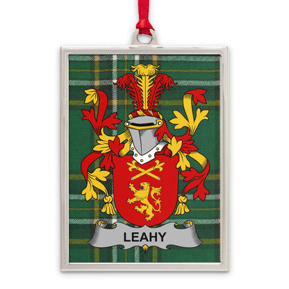Leahy Family Crest with Shield Plaid Background product