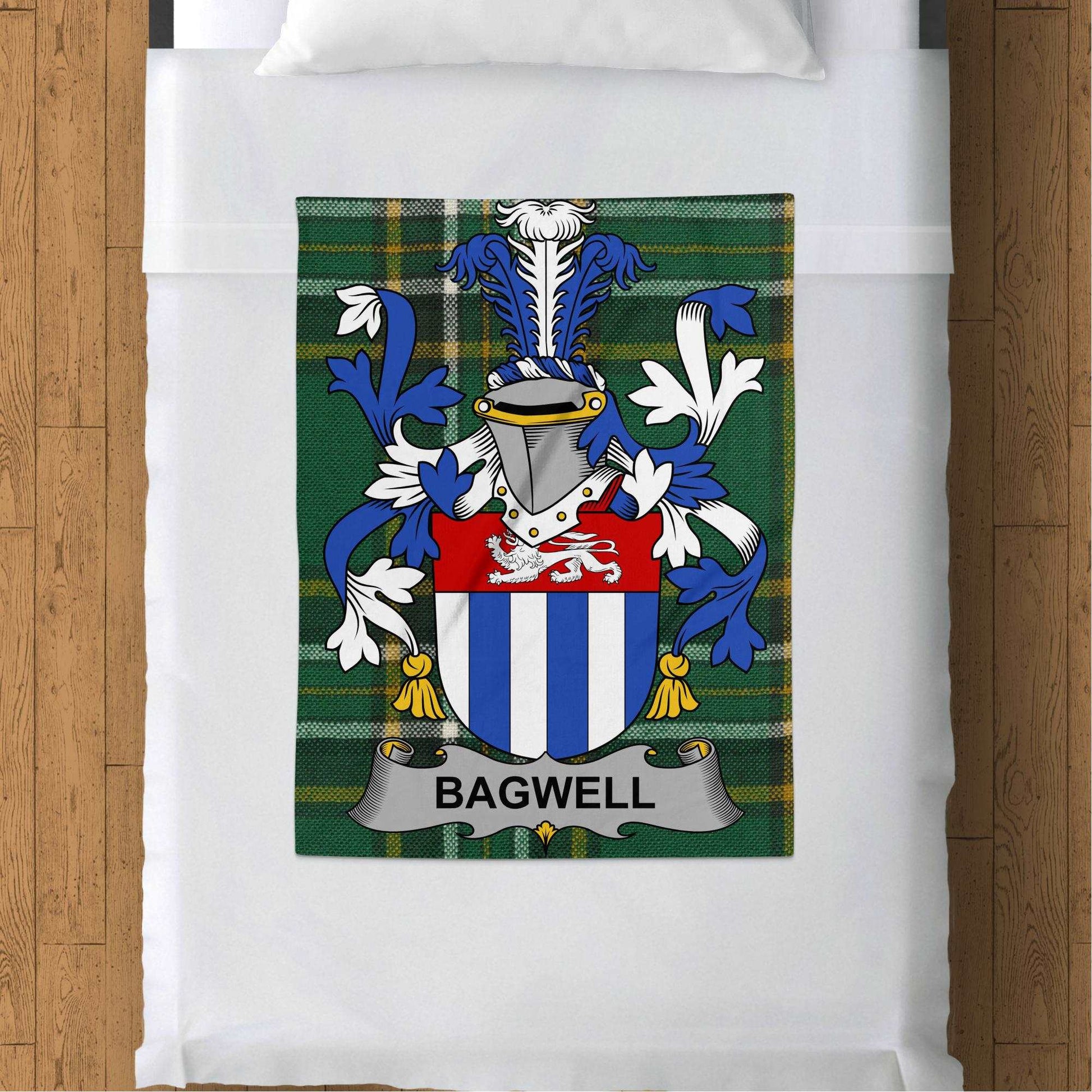 Bagwell Surname Irish Tartan Fleece Throw Blanket - Living Stone Gifts