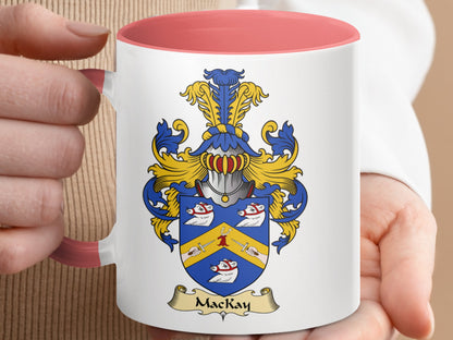 Mackay Family Crest Colorful Accent Coffee Mug - Living Stone Gifts