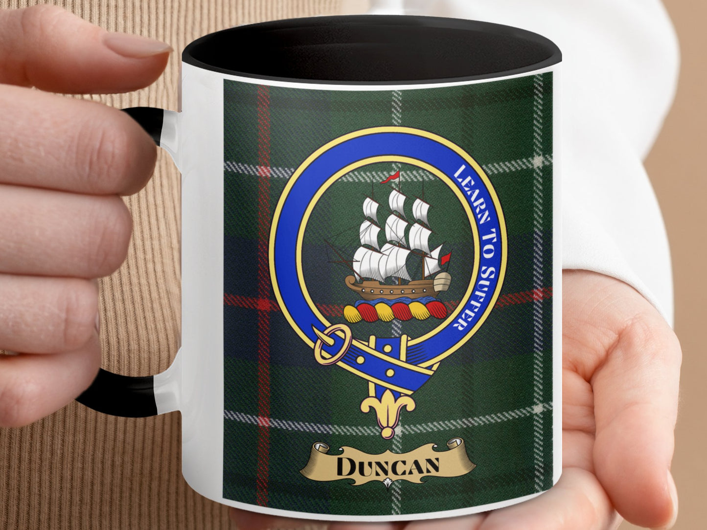 Duncan Tartan Clan Badge with Ship Design Mug - Living Stone Gifts