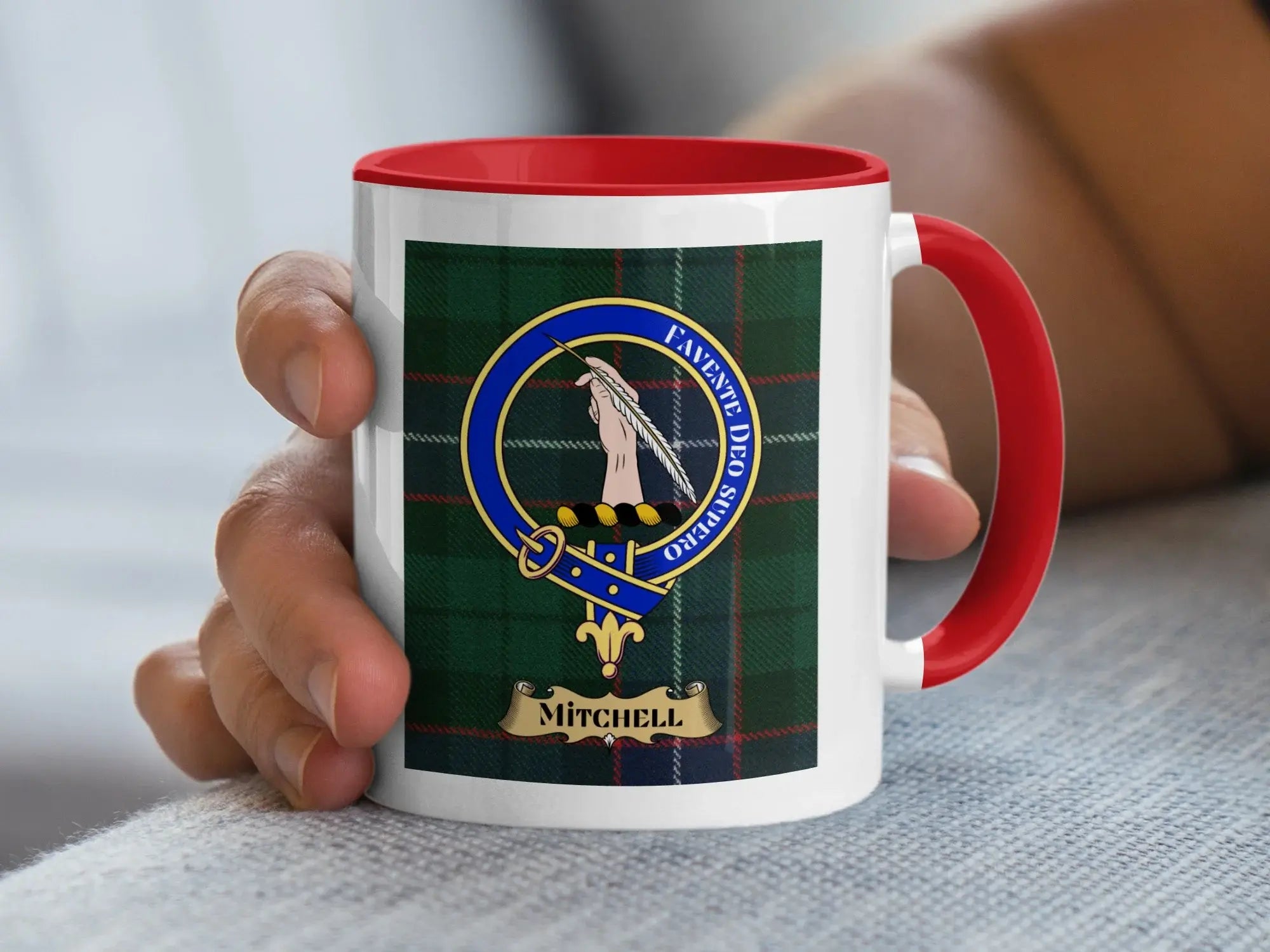 Mitchell family crest ceramic mug for everyday coffee and tea