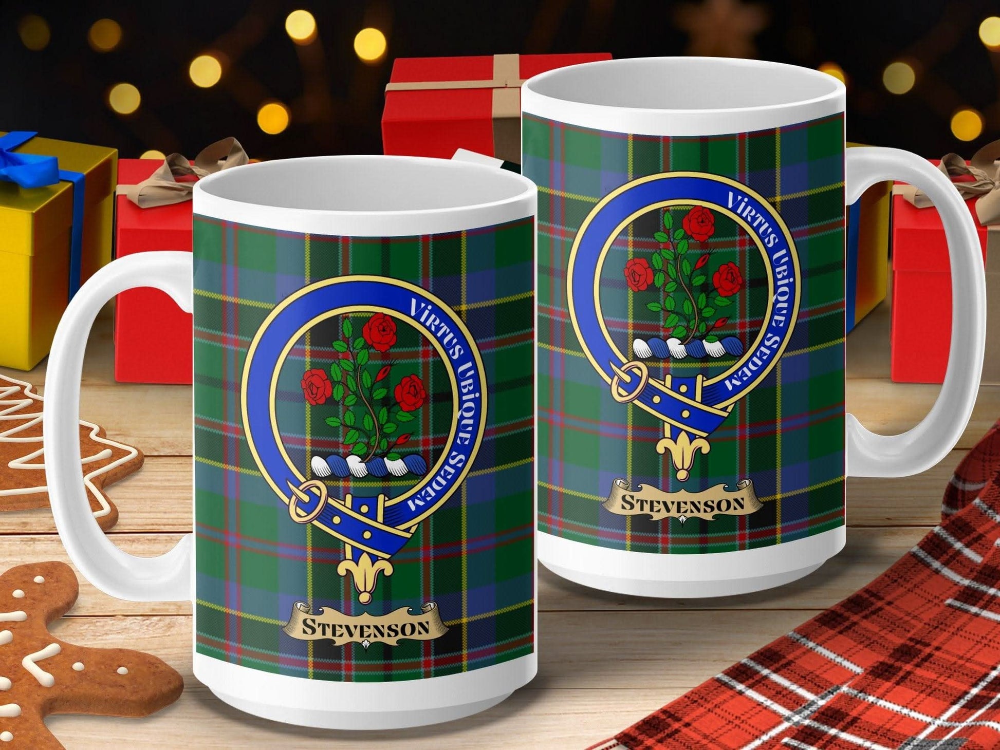 Stevenson Tartan Mug with Family Crest emblem product