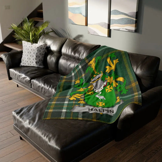 Halpin Family Crest and Tartan Design Blanket product