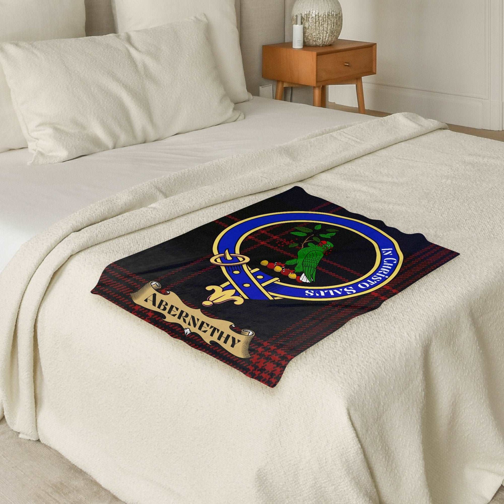 Abernethy Scottish Tartan Crest Throw Blanket - Living Stone Gifts