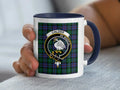 Clan Calder be mindful swan crest tartan accent mug — 11 oz ceramic with black handle