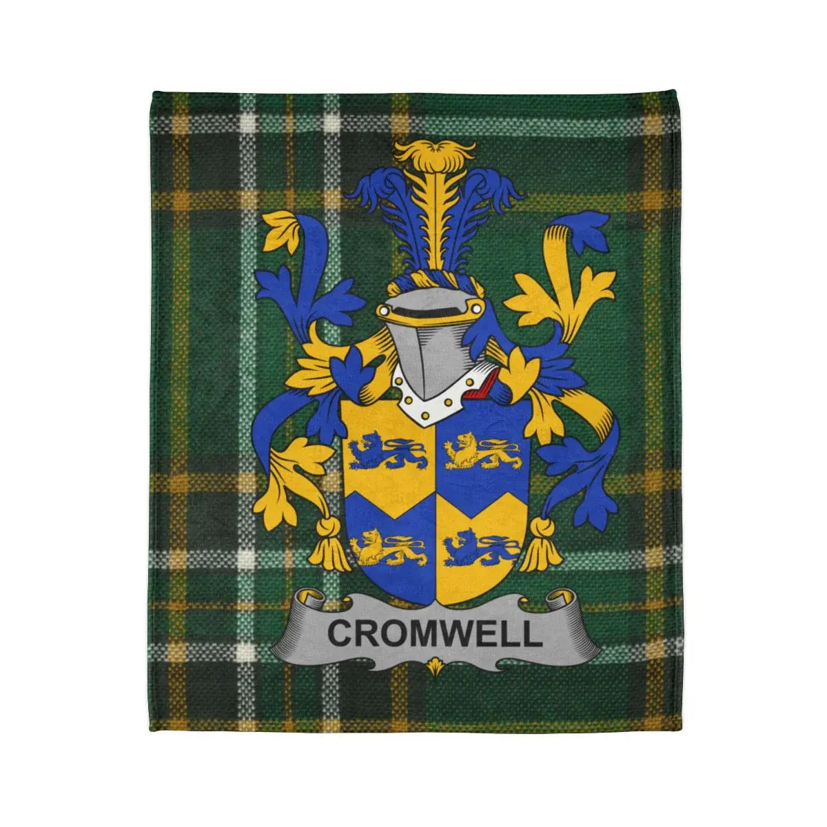Cromwell Family Crest Design Green Plaid Blanket product