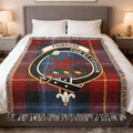 Clan Primrose tartan woven blanket — 100% cotton with crest and plaid detail