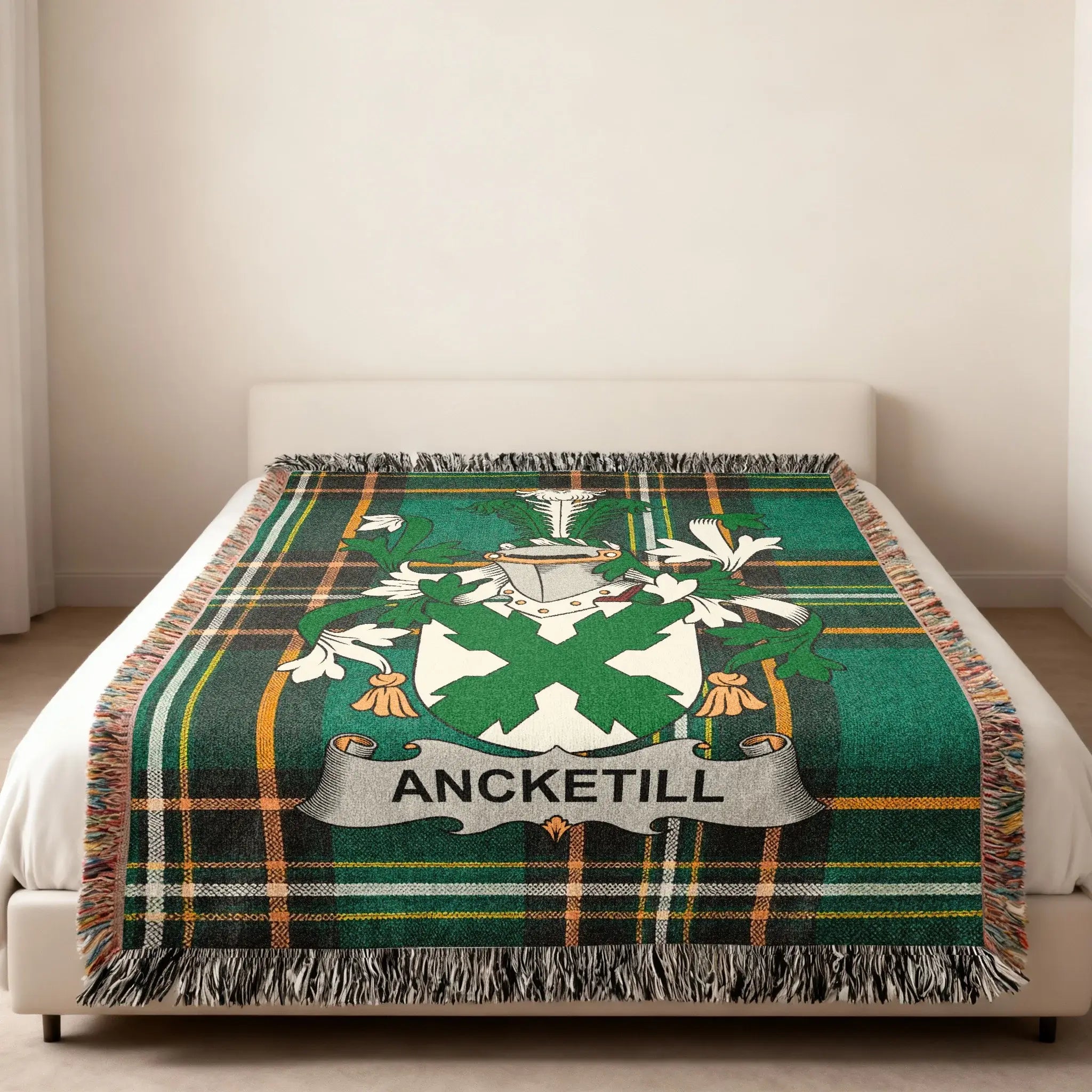 ANCKETILL Crest Green Plaid Blanket product type
