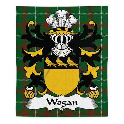 Wogan Surname Coat of Arms on Welsh National Tartan Blanket - Living Stone Gifts