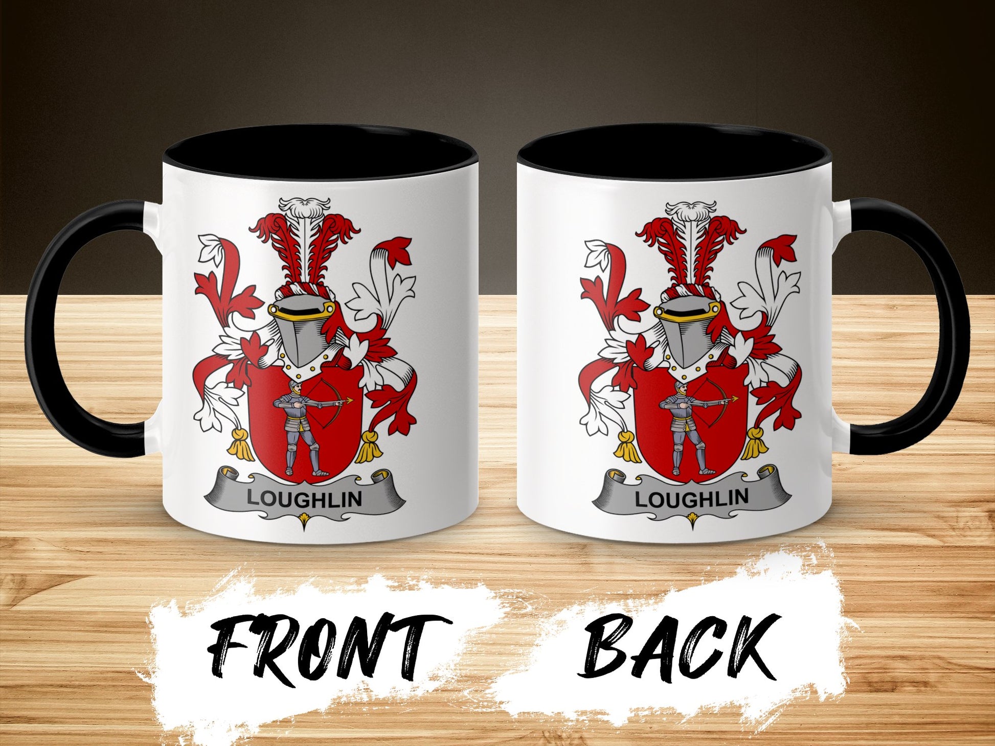 Loughlin Family Crest Personalized Heritage Mug - Living Stone Gifts