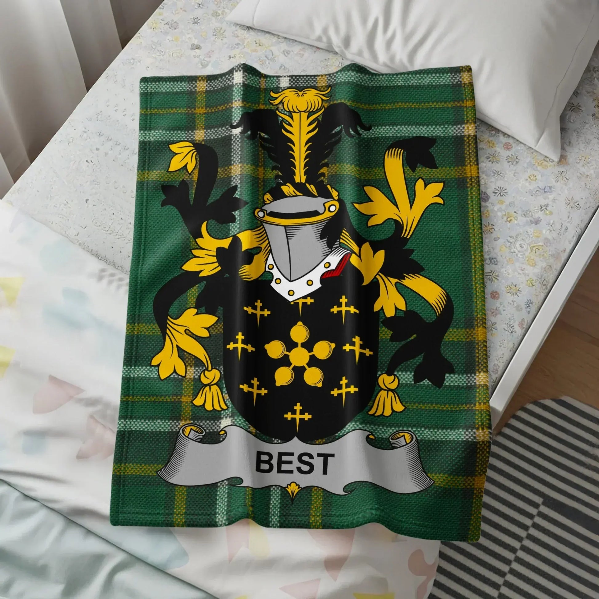 Personalized Family Crest Tartan Design Throw Blanket product