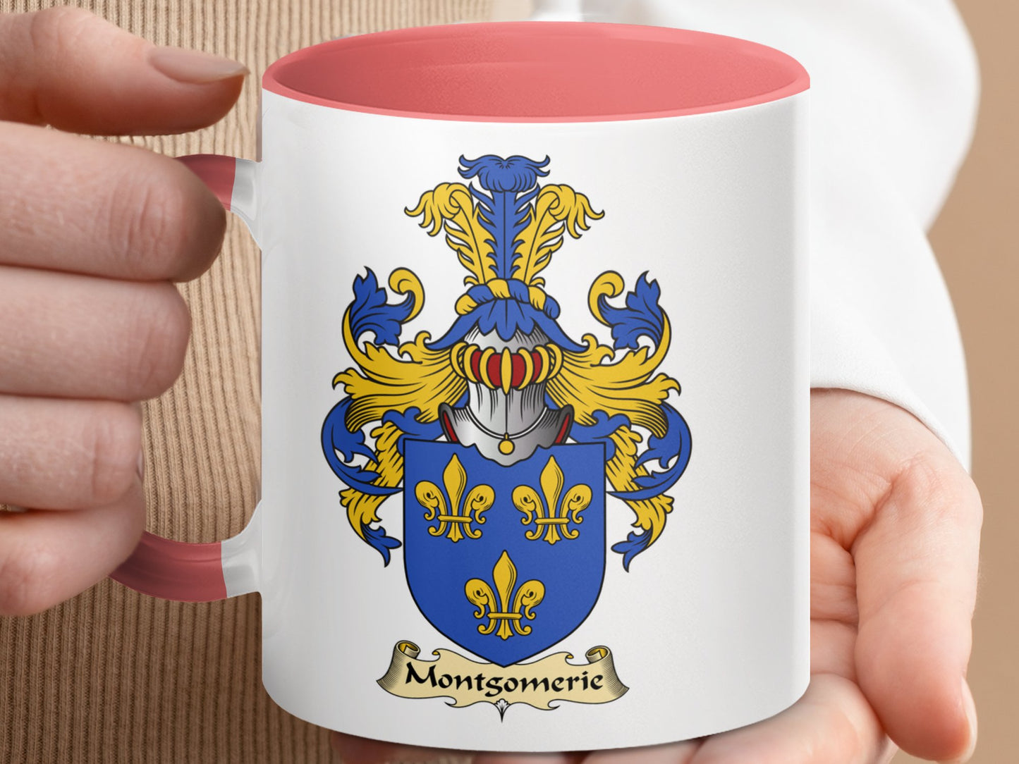 Montgomerie Family Crest Royal Blue Accent Coffee Mug - Living Stone Gifts