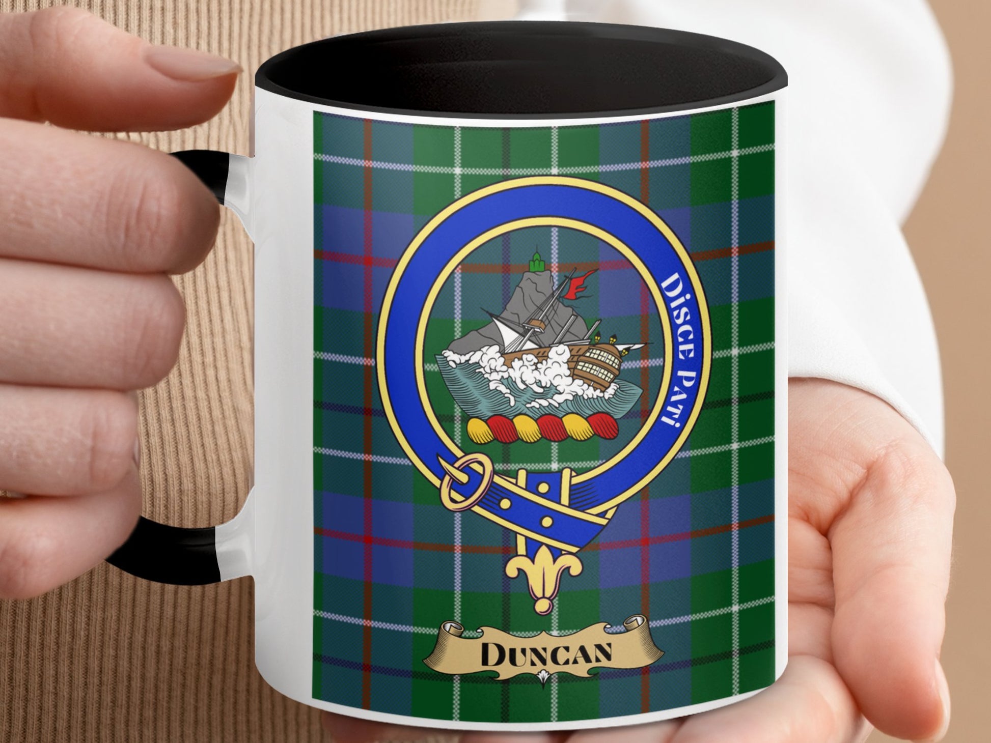 Duncan Scottish Clan Tartan Crest Patterned Mug - Living Stone Gifts