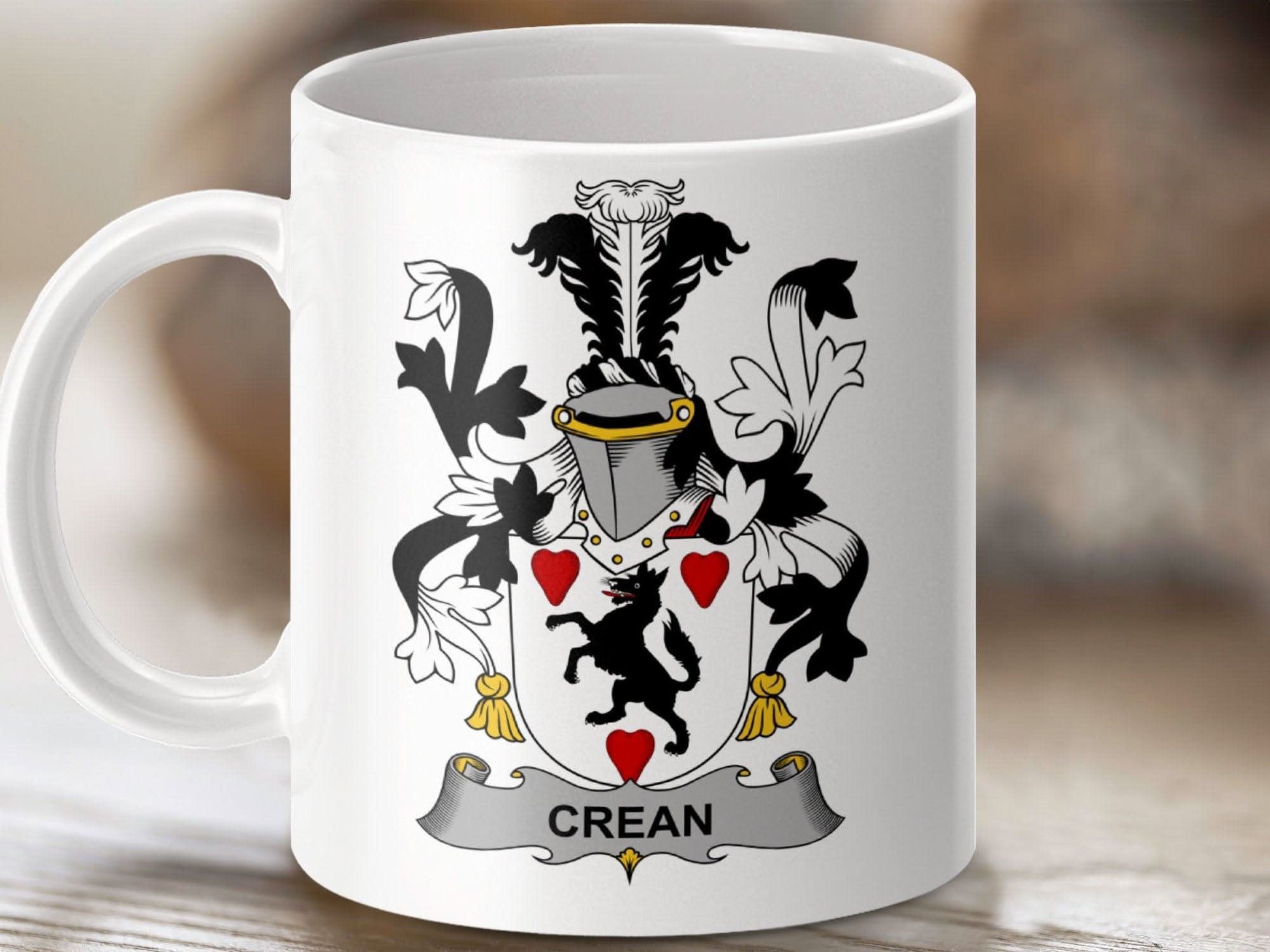 Crean Surname Irish Family Crest Mug - Celtic Ancestry Gifts