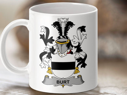 Burt Surname Irish Family Crest On Both Sides Mug - Celtic Ancestry Gifts