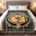 O'Sheridan Irish National Tartan woven blanket with family crest emblem