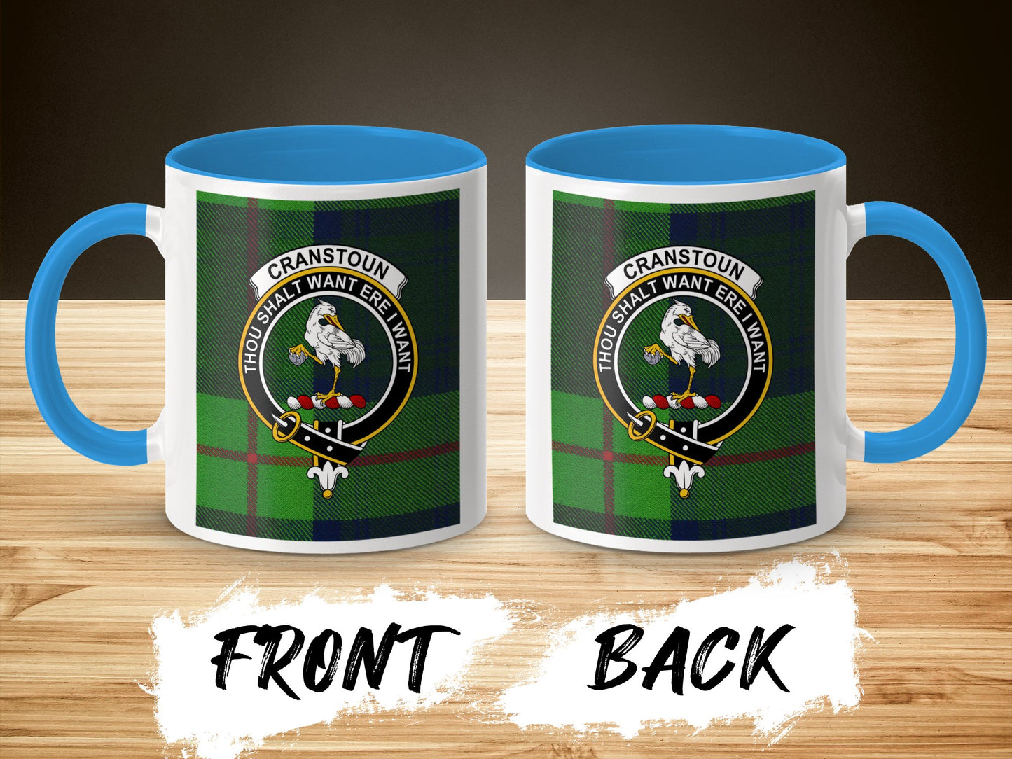 Clan Cranstoun Thou Shalt Want Ere I Want Crest Mug - Living Stone Gifts