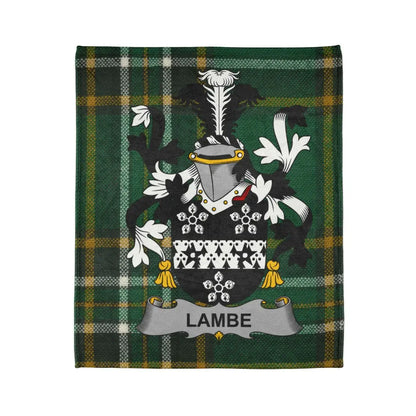Lambe Family Crest Design Green Tartan Fleece Blanket product