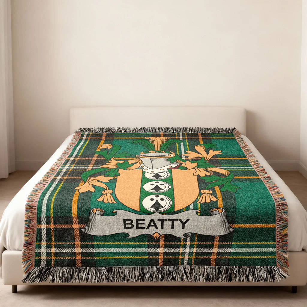 Beatty Family Crest Green Plaid Tartan Blanket product type