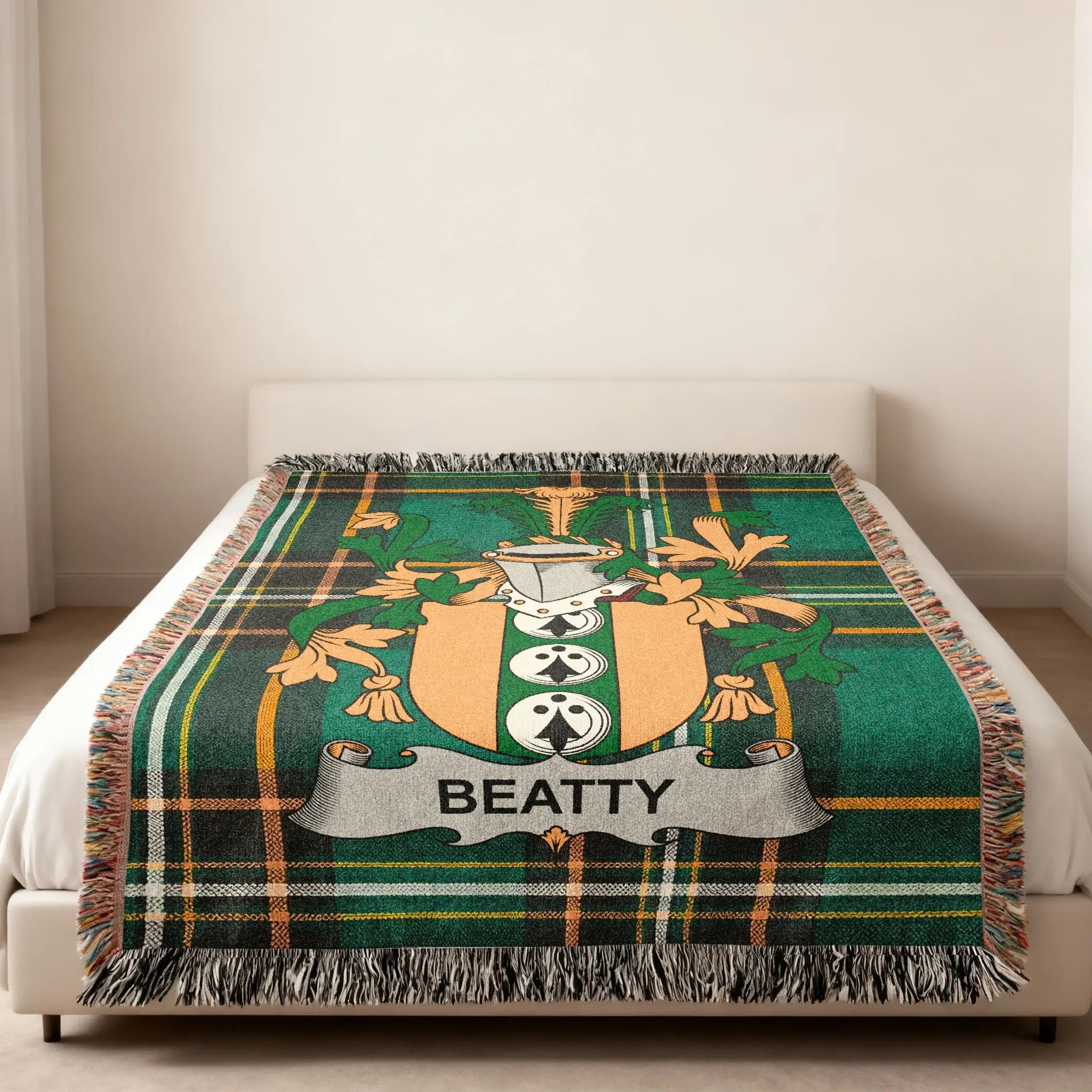 Beatty Family Crest Green Plaid Tartan Blanket product type