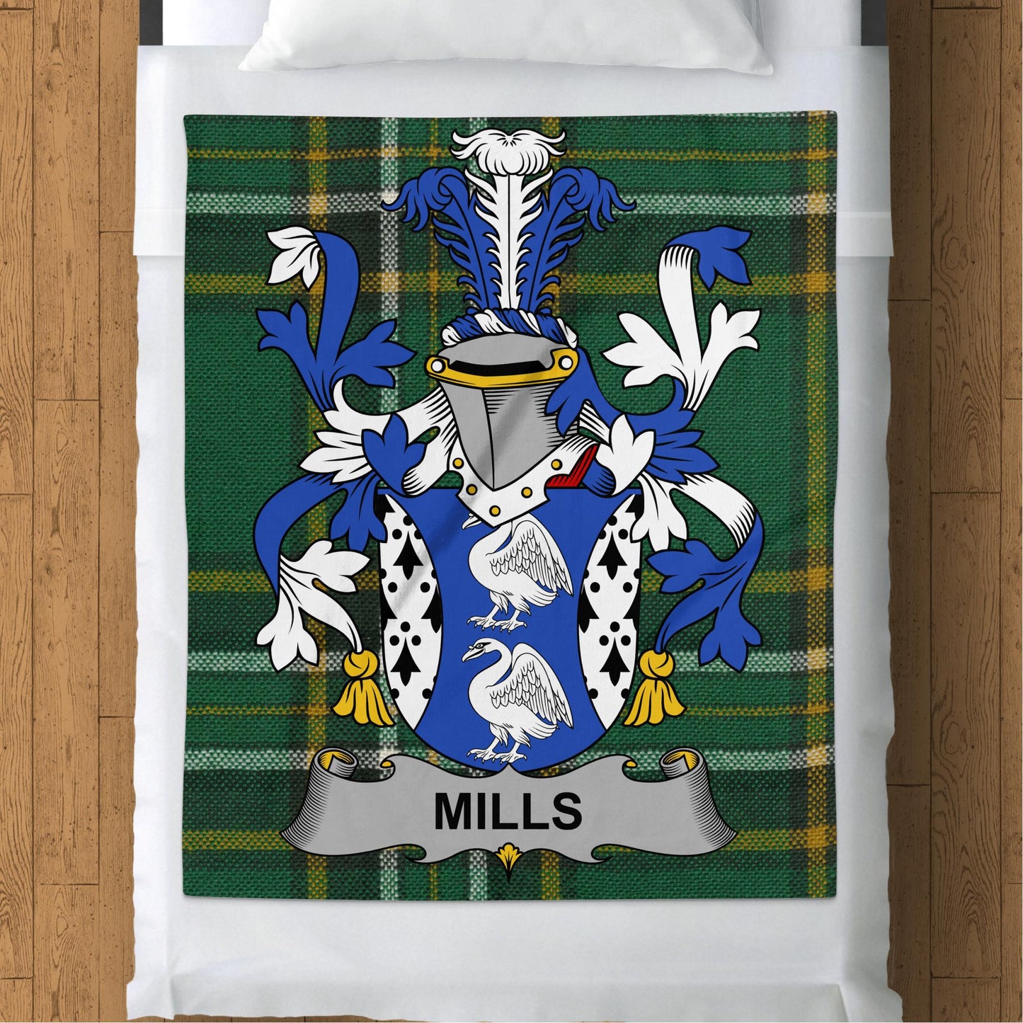 Mills Surname Irish Tartan Throw Blanket - Living Stone Gifts