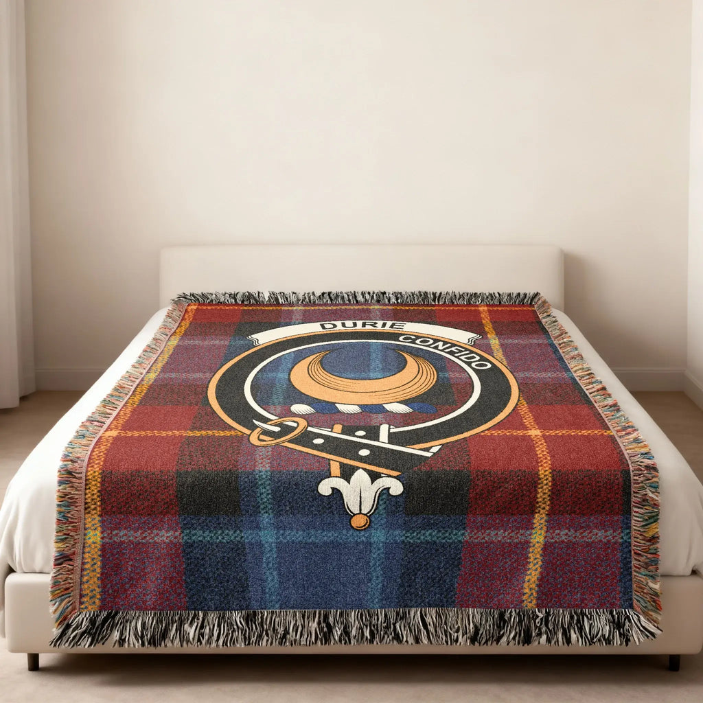 Clan Durie Tartan Blanket with Crest Design Blanket