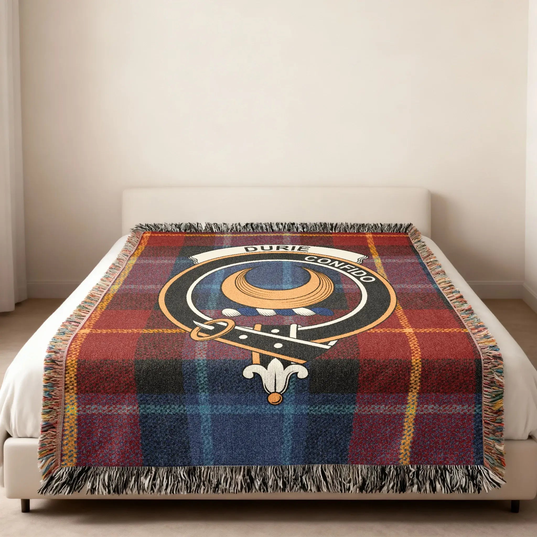 Clan Durie Tartan Blanket with Crest Design Blanket