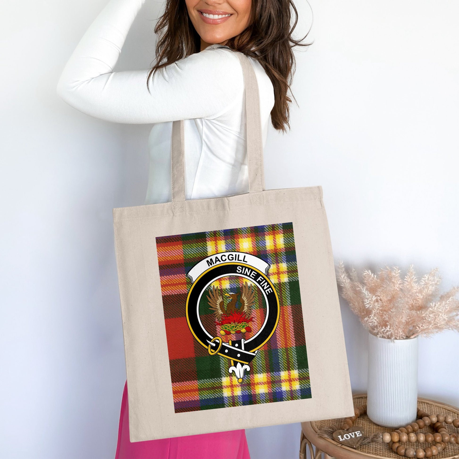 Clan MacGill Crest Sine Fine Tartan Tote Bag - Living Stone Gifts