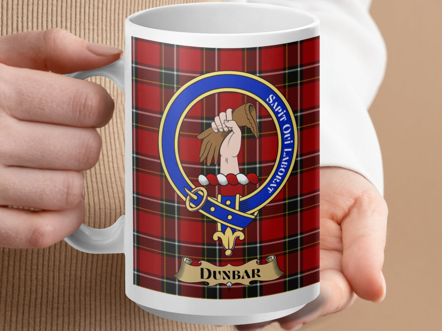 Dunbar Family Tartan Clan Crest Design Mug - Living Stone Gifts