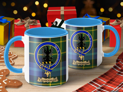 Chancellor Scottish Tartan Crest Plaid Pattern Mug