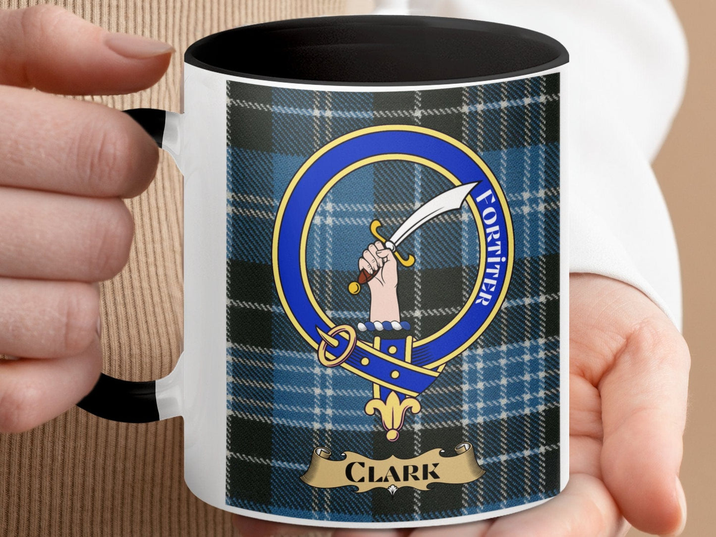 Clan Clark Scottish Tartan Crest Design Mug