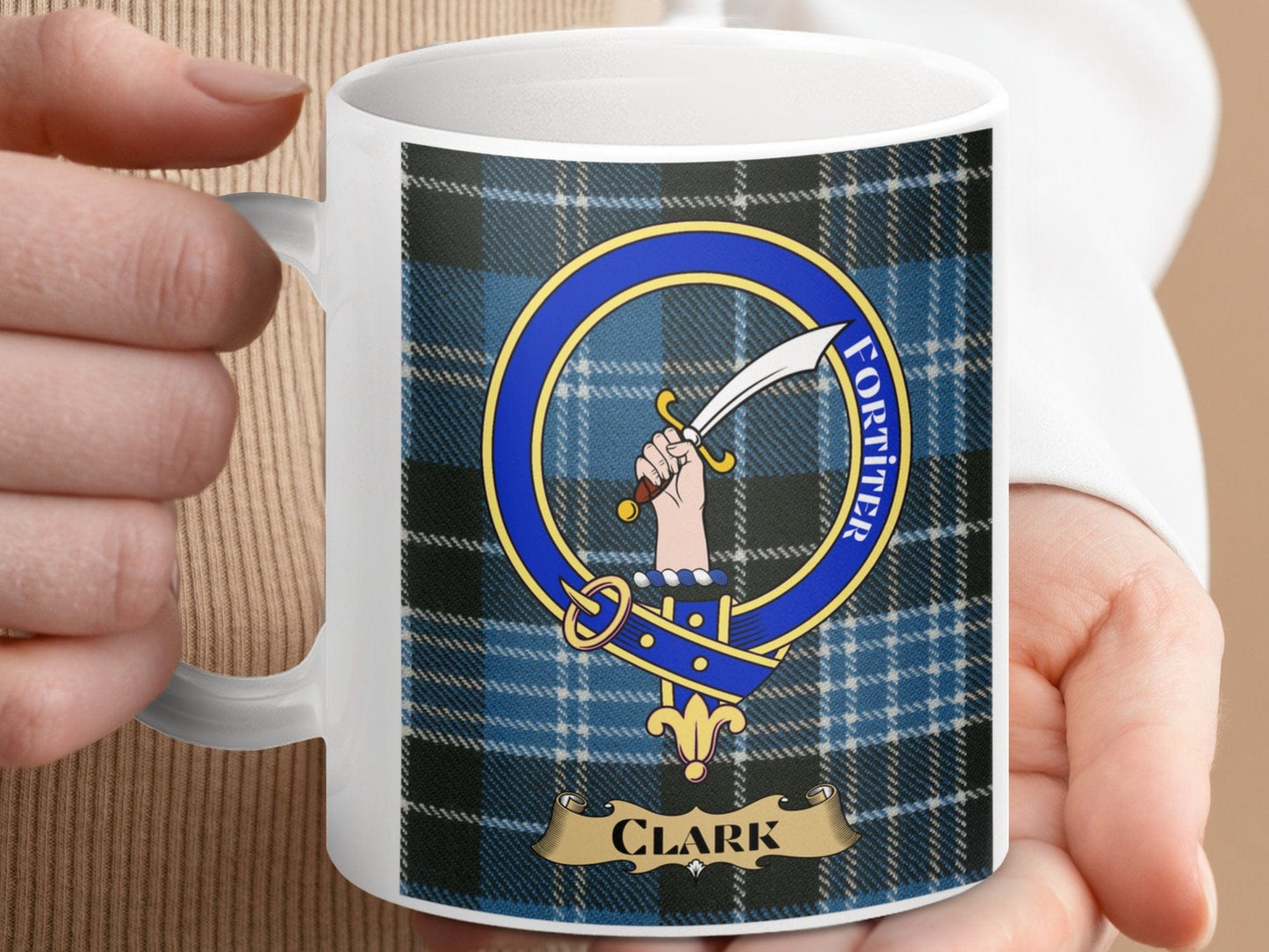 Clan Clark Scottish Tartan Crest Design Mug