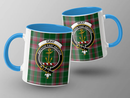 Clan Gray Anchor Fast Anchor Crest Tartan Mug