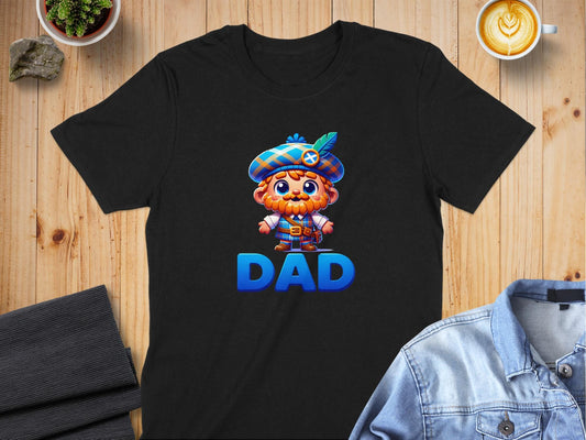 Cute Scottish Themed Dad Cartoon Graphic T-Shirt