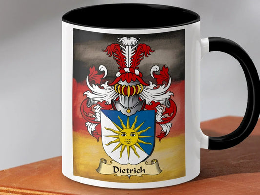 Dietrich Heraldic Crest Black and White Ceramic mug