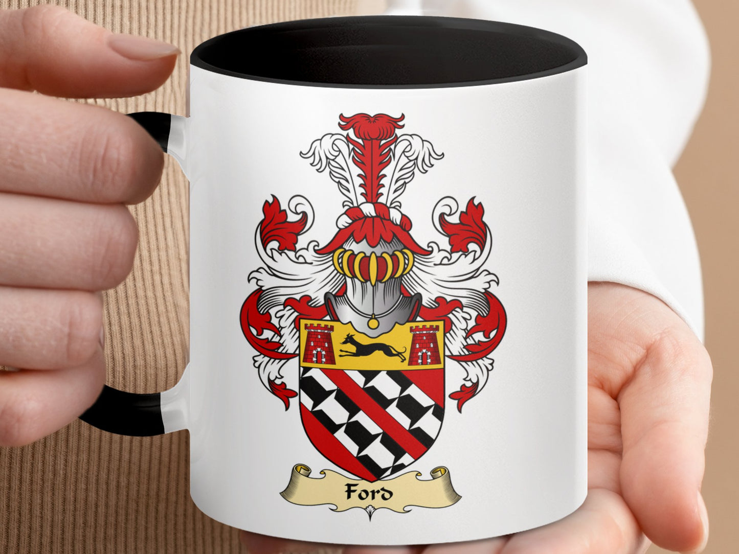 Clan Ford Scottish coat of arms accent coffee Mug - Living Stone Gifts