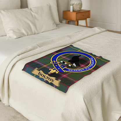 Scottish Clan Bolton Crest Tartan Throw Blanket - Living Stone Gifts